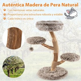 Arranhador para gatos 50 x 90 cm em madeira macia de pereira com plataforma bola suspensa postes para arranhar natural Natural