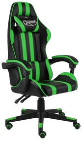 Cadeira estilo corrida couro artificial preto e verde