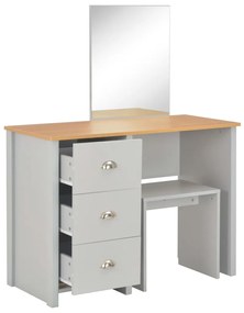 Toucador com espelho e banco 104x45x131 cm cinzento
