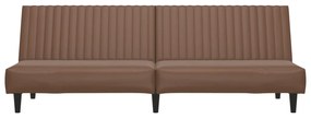 Sofá-cama de 2 lugares couro artificial castanho