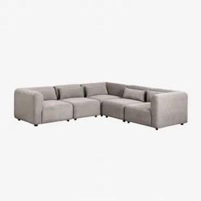 Sofá Modular De Canto Em L De 5 Peças Fogler Bombazina Cinzento Toupeira Claro - Sklum