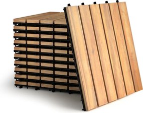 10 Ladrilhos de madeira de acácia para varanda interior e exterior 30 x 30 x 2,5 cm Castanho