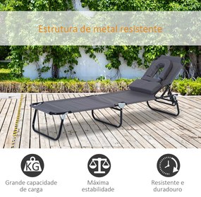 Espreguiçadeira Dobrável com Encosto Ajustável em 4 Posições Espreguiç
