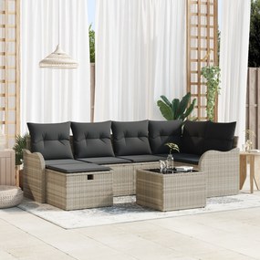 Conjunto de Sofá de Jardim vidaXL de 7 Peças com Almofadas Cinzento Cl