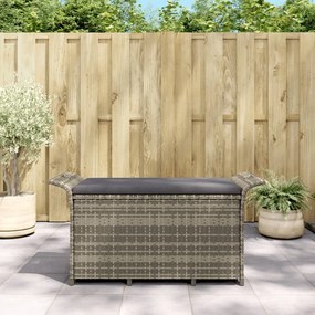vidaXL Banco de jardim com almofadão 116x46x57 cm vime PE cinzento