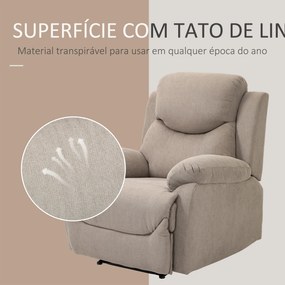 Poltrona Reclinável De Sala de Estar Poltrona Relax Reclinável Manual com Apoio para os Pés 93x88x102 cm Bege