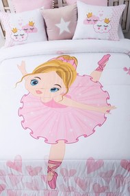 Edredom infantil bailarina - Edredom infantil rosa com almofadas: Colcha edredón 250x260 cm + 2 almofadas cheias 45x60 cm a juego