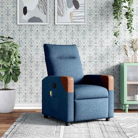 vidaXL Poltrona reclinável de massagens tecido azul