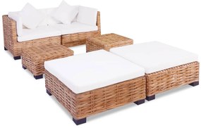 vidaXL Conjunto de sofás 16 pcs vime genuíno