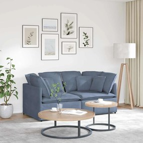 vidaXL Sofá modular com almofadas tecido corduroy azul