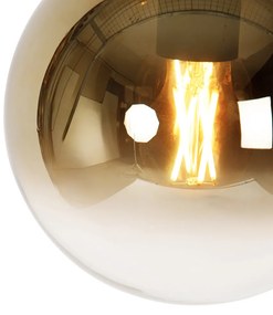 LED Candeeiro de suspensão inteligente preto com vidro dourado 20 cm incl. Wifi A60 - Pallon Art Deco