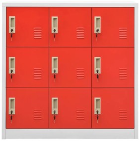 Cacifos 2 pcs 90x45x92,5 cm aço cinzento-claro e vermelho