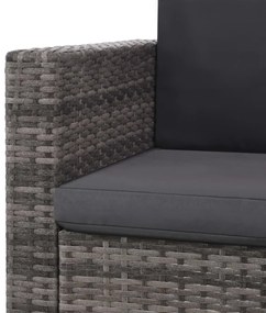 2 pcs conjunto lounge de jardim c/ almofadões vime PE cinzento