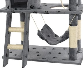 Árvore para gatos c/postes arranhadores sisal 140 cm cinzento