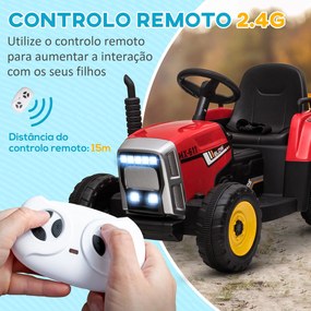 HOMCOM Trator Elétrico com Reboque Amovível Carro Elétrico para Crianç