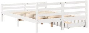 Cama sem colchão 150x200 cm madeira de pinho maciça branco