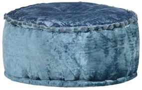 Pufe redondo 40x20 cm veludo azul