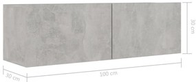 8 pcs conjunto de móveis TV derivados madeira cinzento cimento