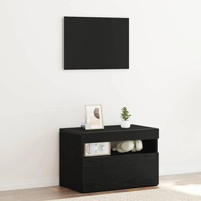 Móvel de TV vidaXL com Luzes LED Carvalho Preto 60x35x40 cm em Madeira de Engenharia