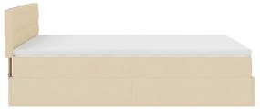 Cama otomana com colchão 140x200 cm tecido creme