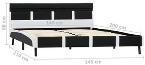 Estrutura de cama com LED 140x200 cm couro artificial preto