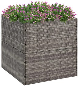 Vaso/floreira de jardim 80x80x80 cm vime PE cinzento