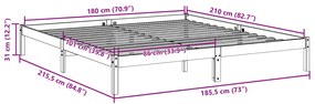 Cama extra longa sem colchão 180x210 cm madeira de pinho maciça