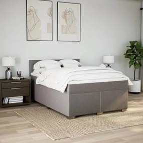 Cama com molas/colchão 140x200 cm tecido castanho-acinzentado