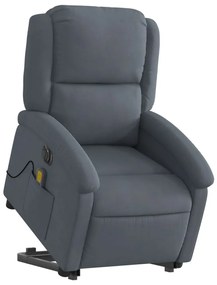 Poltrona massagens elevatória elétrica veludo cinzento-escuro
