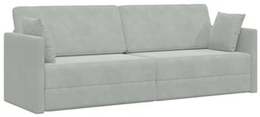 Sofá Cama de Chão 2-em-1 Cinza Claro 213x144x60 cm Veludo