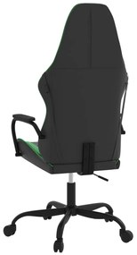 Cadeira gaming massagens couro artificial preto e verde