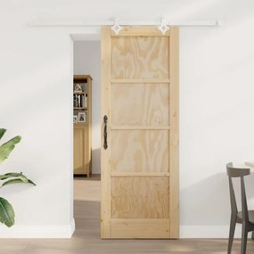 Porta Deslizante vidaXL com Conjunto de Ferragens 73.5x198.5 cm Madeira Sólido de Pinho