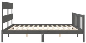 Estrutura de cama com cabeceira 200x200 cm madeira maciça cinza