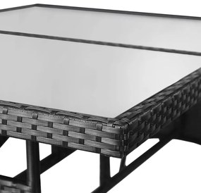 Mesa de jardim em vime PE 140x80x74 cm preto