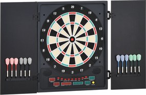 Alvo de dardos eletrónico com tampa, 27 jogos, 202 variações, até 8 jogadores, ecrã LED, altifalante, 12 dardos e 30 pontas flexíveis de substituição,