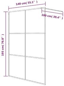 Divisória de chuveiro 140x195cm vidro transparente ESG prateado