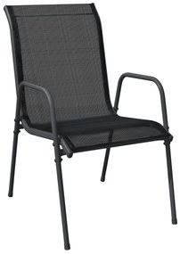 Conjunto de Jantar de Jardim 5 Peças Preto Textilene e Aço