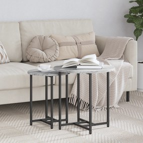 Conjunto de 2 Mesas Laterais vidaXL Cinza Sonoma em Madeira Revestida com Metal