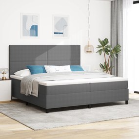 Cama Box Spring com Colchão Cinza Claro 200x200 cm Tecido de Corduroy