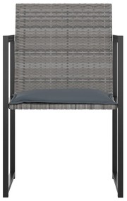 5pcs conjunto de jantar p/ exterior c/ almofadões vime PE cinza