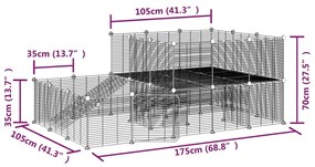 Gaiola p/ animais de 44 painéis c/ porta 35x35 cm aço preto