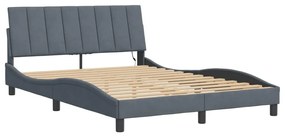 Estrutura de cama c/ luzes LED 140x190cm veludo cinzento-escuro