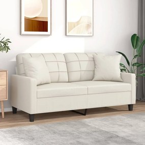 vidaXL Sofá 2 lugares c/ almofadas/almofadões 140cm couro artif. creme