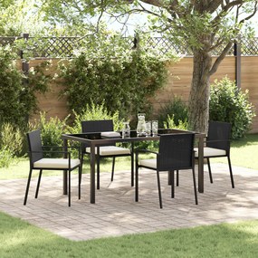 vidaXL Conjunto de Jantar Garden 5 Peças Preto Rattan Polipropileno