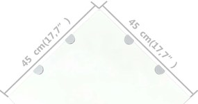 Prateleiras canto 2 pcs suportes cromados 45x45cm vidro transp.