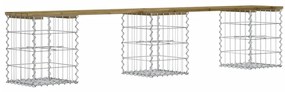 Banco de jardim c/ design gabião 203x31x42 cm pinho impregnado