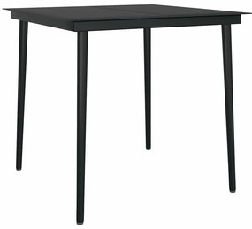 Conjunto de Jantar de Jardim 3 peças preto em rattan sintético