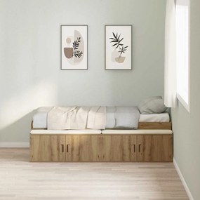 Estrutura de Cama de Armazenamento Carvalho Artesanal 90x190 cm