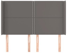 Cabeceira cama c/ abas couro artif. 147x16x118/128 cm cinzento