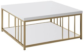 Mesa de Centro Zenn – Branco/Dourado – 90x39x40 cm